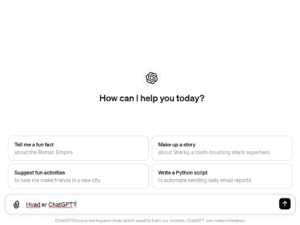 Eksempel fra ChatGPT. I chat feltet står "Hvad er ChatGPT)"